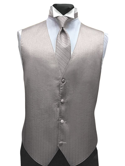 'Larr Brio' Vertical Metallic Light Silver Full Back Vest