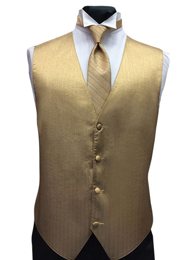 'Larr Brio' Vertical Metallic Gold Full Back Vest